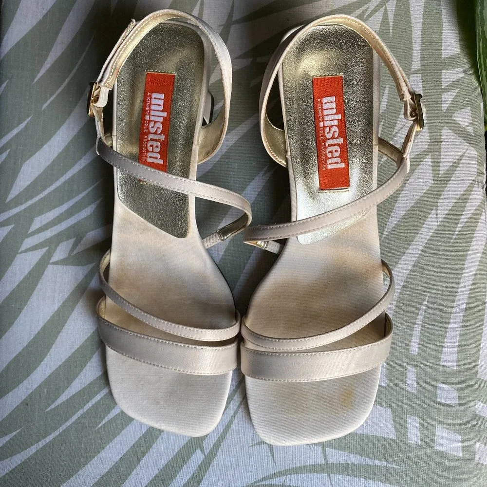 Bone Color Strappy Heels - Picture 2 of 10